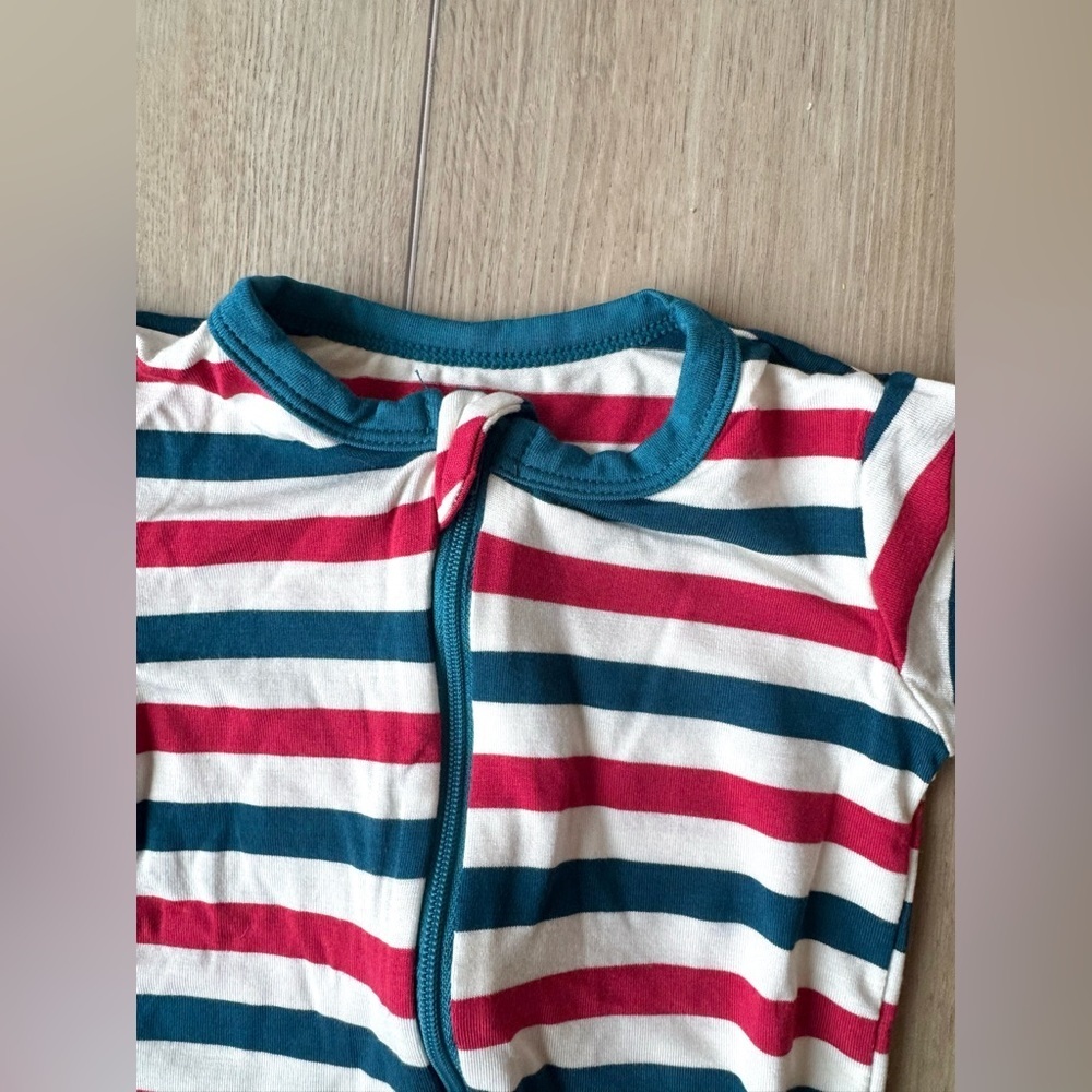 Kickee Pants Balloon Stripe Bamboo Zip Footie Anniversary Print 18-24M NWOT - Picture 4 of 8